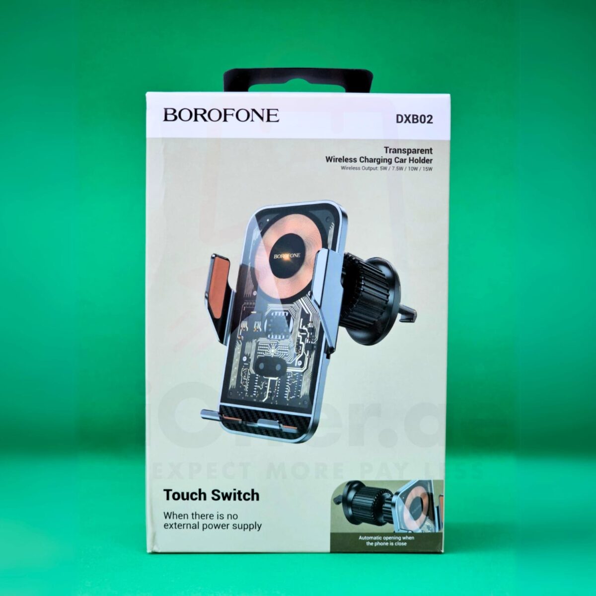 Borofone Transparent Wireless Car Charger wih box