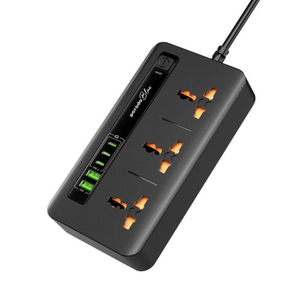 Porodo Blue 3 AC Power Socket With Type-C 2M 3000W