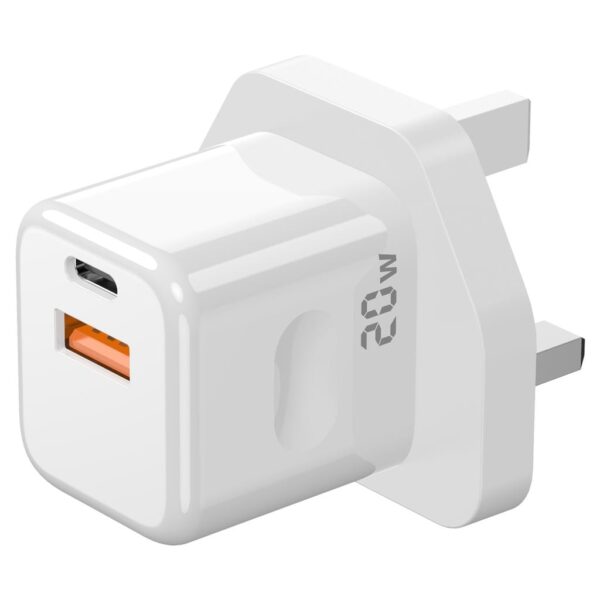 Porodo Blue Wall Charger Type-C and QC Type-A UK PD 20W