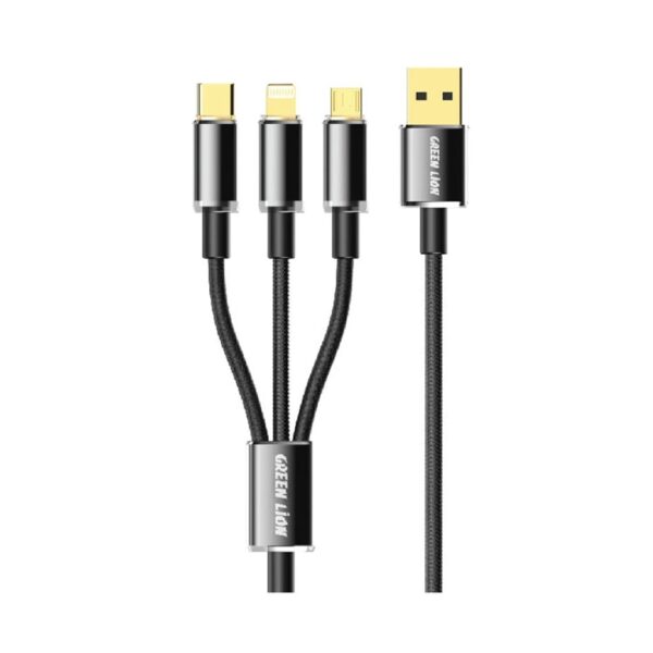 Green Lion Transparent 3 in 1 Braided Cable ( USB-C / Lightning / Micro ) 1M