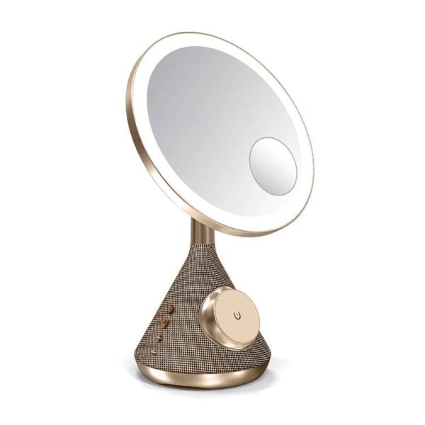 Porodo LED Makeup Mirror with 3 Brightness & Bluetooth Speaker - Gold