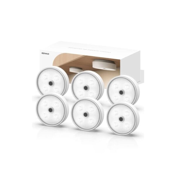 EZVALO Puck Lights with Remote Control Wireless Under Cabinet Lighting 6Pack