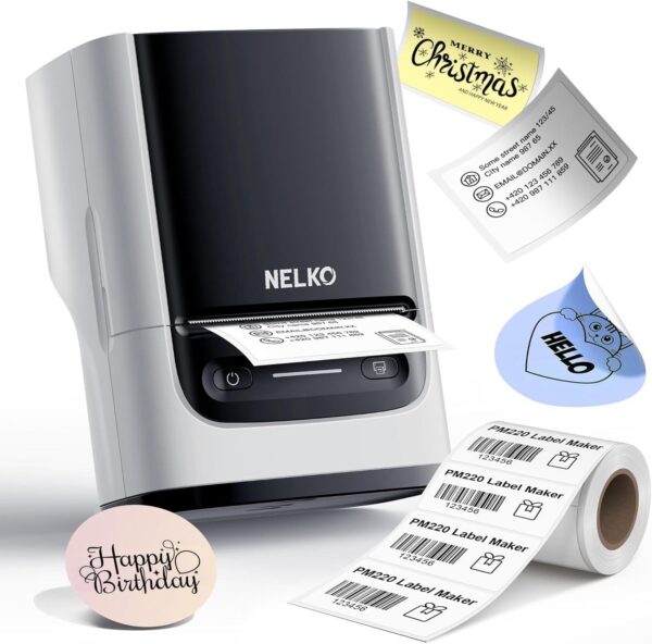 Nelko Label Maker Machine with Tape PM220 Bluetooth Sticker Printer