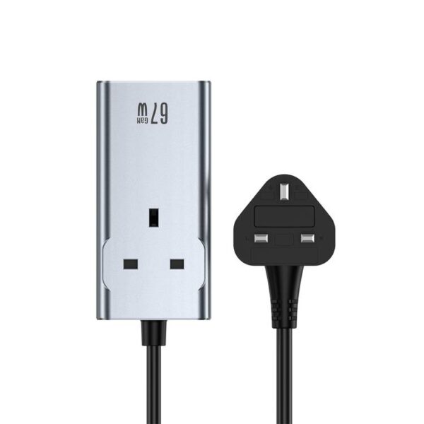 Green Lion 67W GaN Premium AC Socket with Flame Retardant PC Material, 2200W Power- Gray